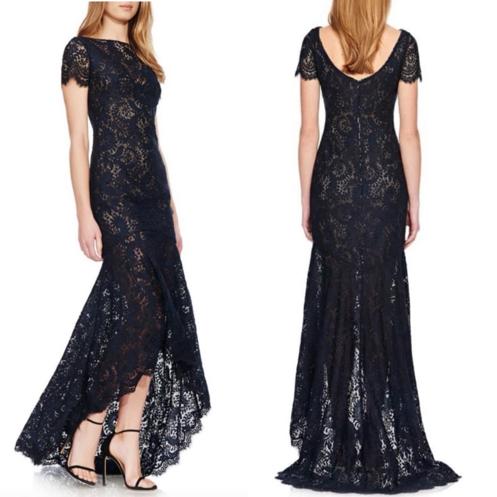 🆕THEIA Elegant Black Lace Evening Gown
